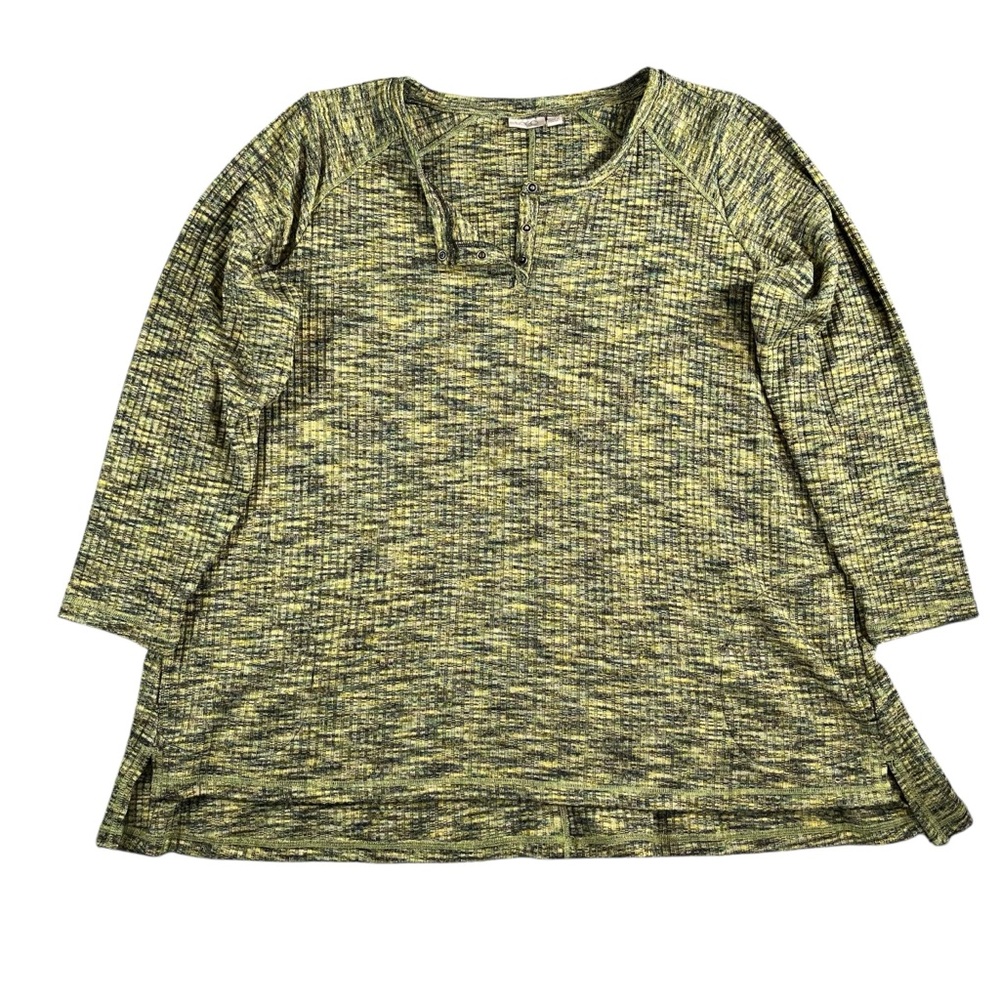 LOGO Lori Goldstein Women's Long Sleeve Scoop Neck Rib Swing Top Size 3X